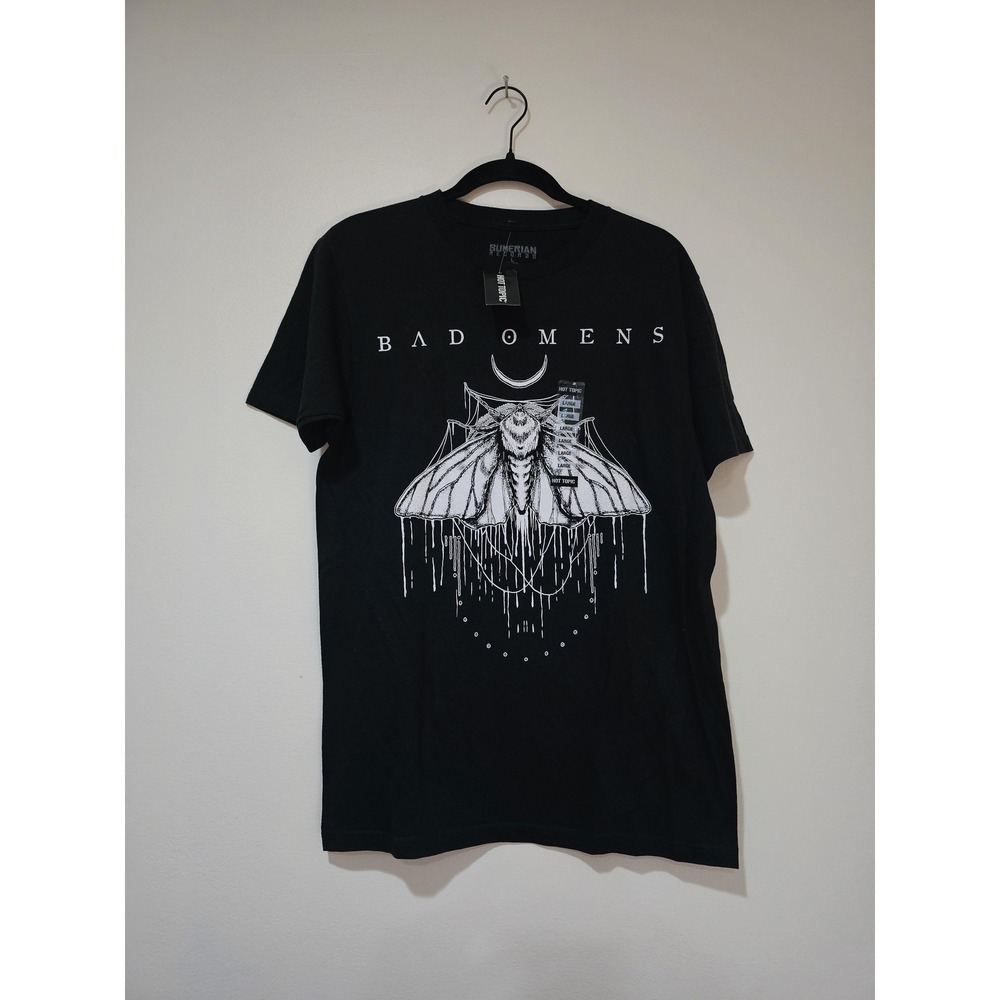 Bad Omens Shirt Mens Large Black Moth Crescent Moon Graphic Tee T-Shirt Official
